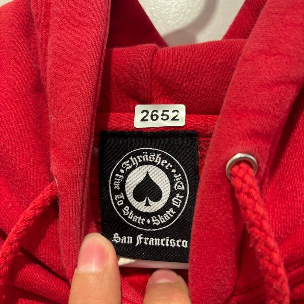 Thrasher Magazine Red Katakana Logo Hoodie Mens Small Skateboarding Pullover - Picture 2 of 7